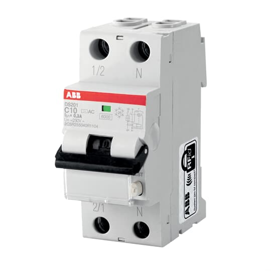 [DS201BS-C25] ABB 25A Residual Current Device with Overcurrent (RCBO) for RCD protection (RCBO 6KA 1P+N AC C25 30mA)