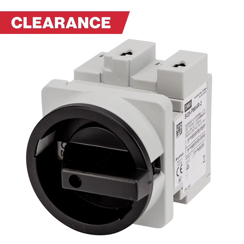 CLEARANCE IMO 1000V 25A 2 Pole DC Isolator (panel mount, lockable rotary handle)