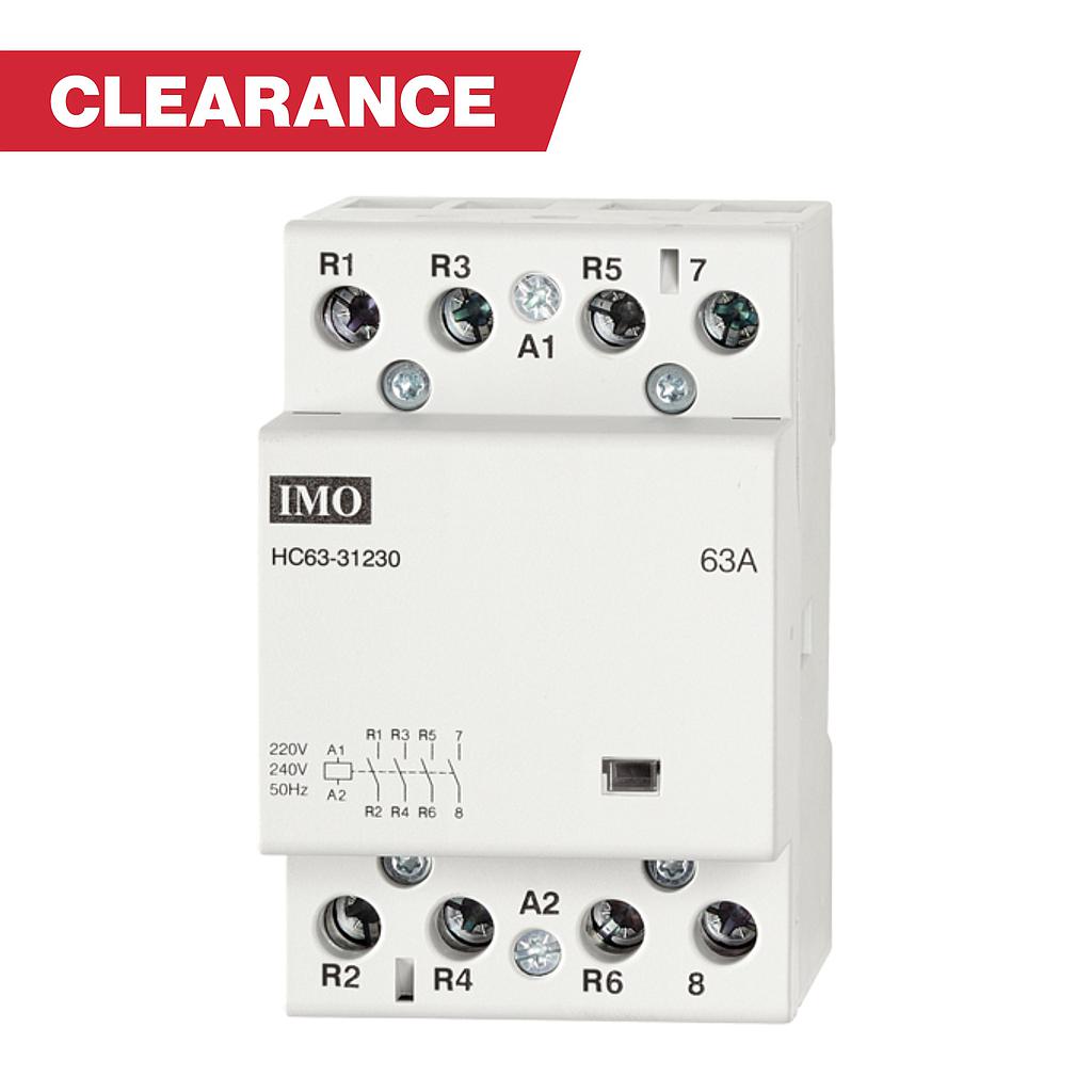 [HC63-31230] CLEARANCE IMO 4 Pole 63A 230V Contactor 3 N/O 1 N/C