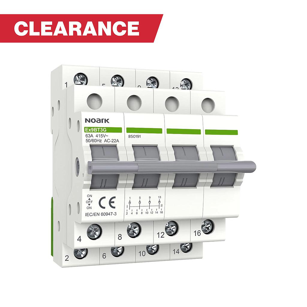 [850191] CLEARANCE Noark Ex9BT3G 63A 4 Pole Three Phase Changeover Switch