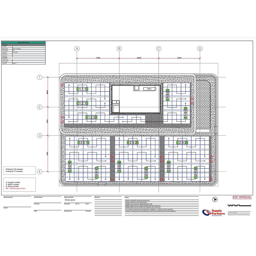 [SLD009] ≤ 110kVA Commercial String Layout and Configuration (CAD - Completed By Engineer)