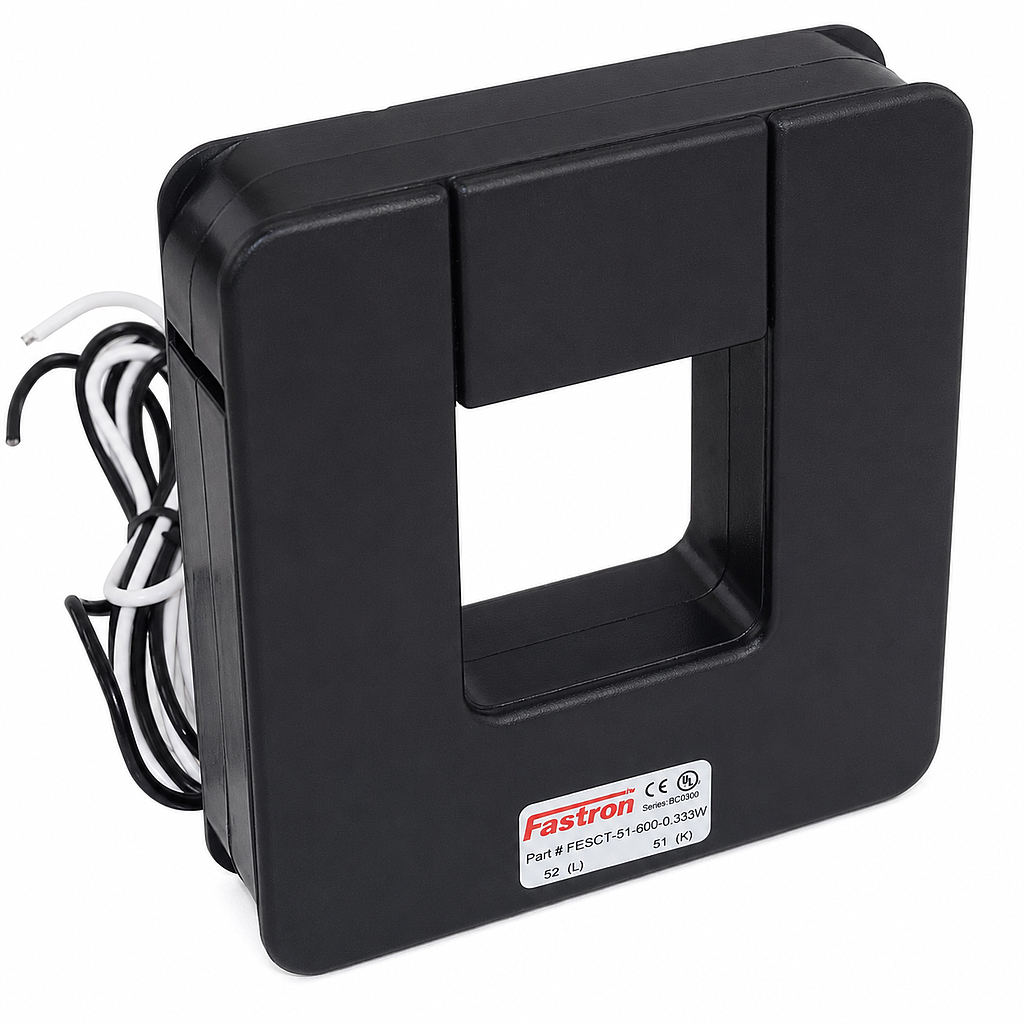 [FE 800/0.333V CT F51] Fastron Electronics 800 Amp Rated CT - Split Core - 51mm x 51mm Aperture (0.333V Secondary)