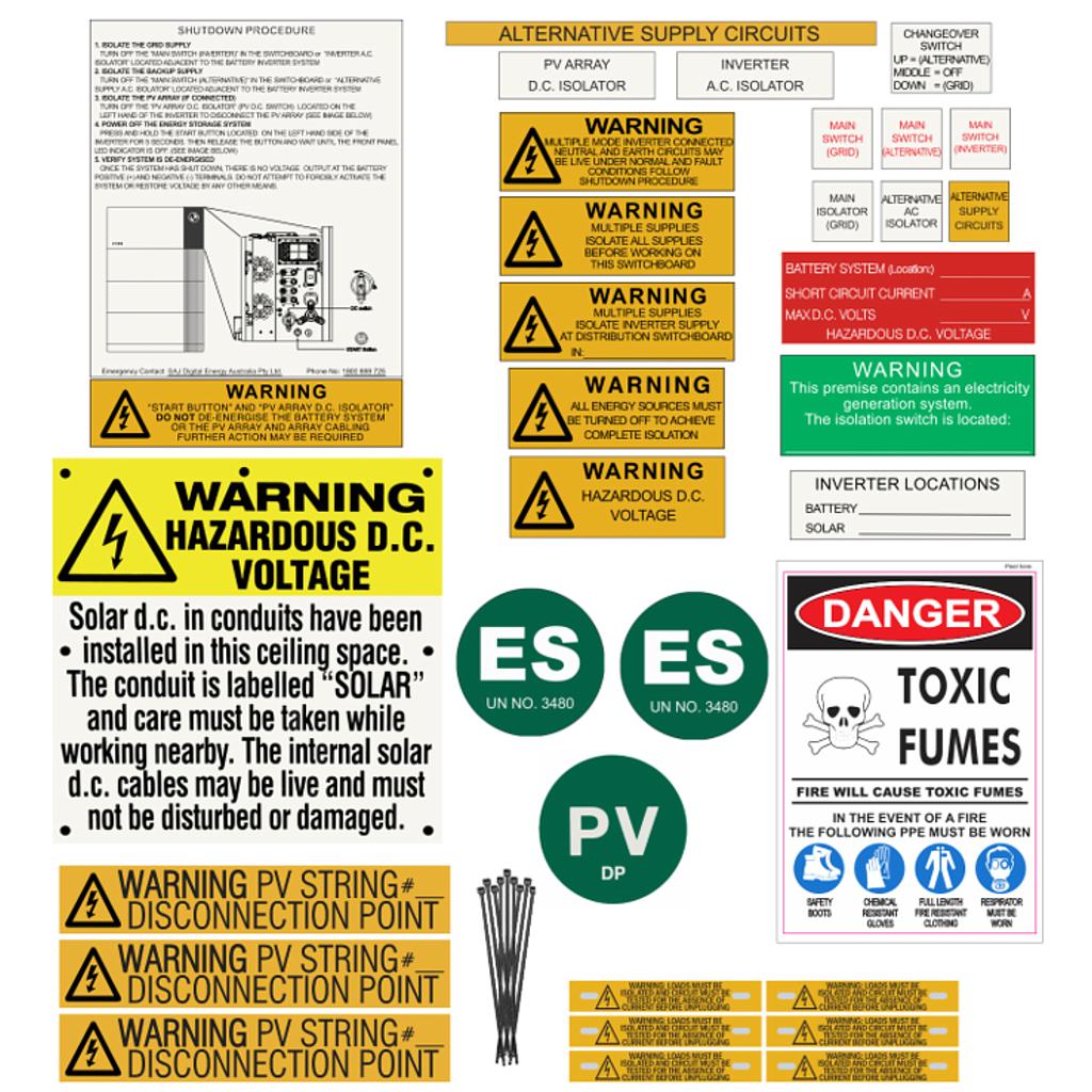 [LABELKIT-EK7090-PV] SAJ EK70 & EK90 All-In-One BESS & PV Disconnection Point Label Kit
